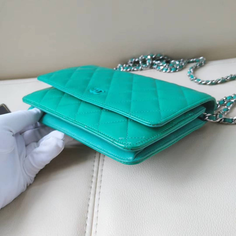 Patent Leather Quilted WOC SHW Teal