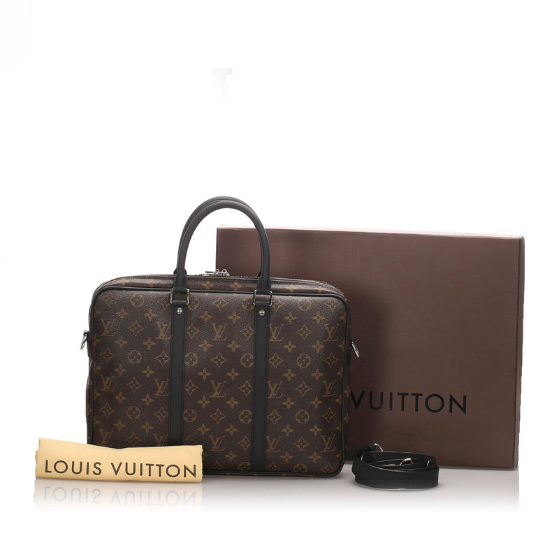 Louis Vuitton Porte-Documents Voyages Monogram Macassar GM Brown
