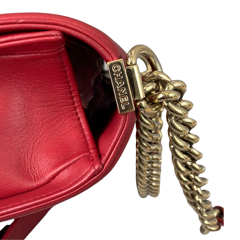 Old Medium Boy Chevron Calfskin Red GHW