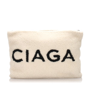 Shearling Logo Clutch Bag with Dust Bag and Card