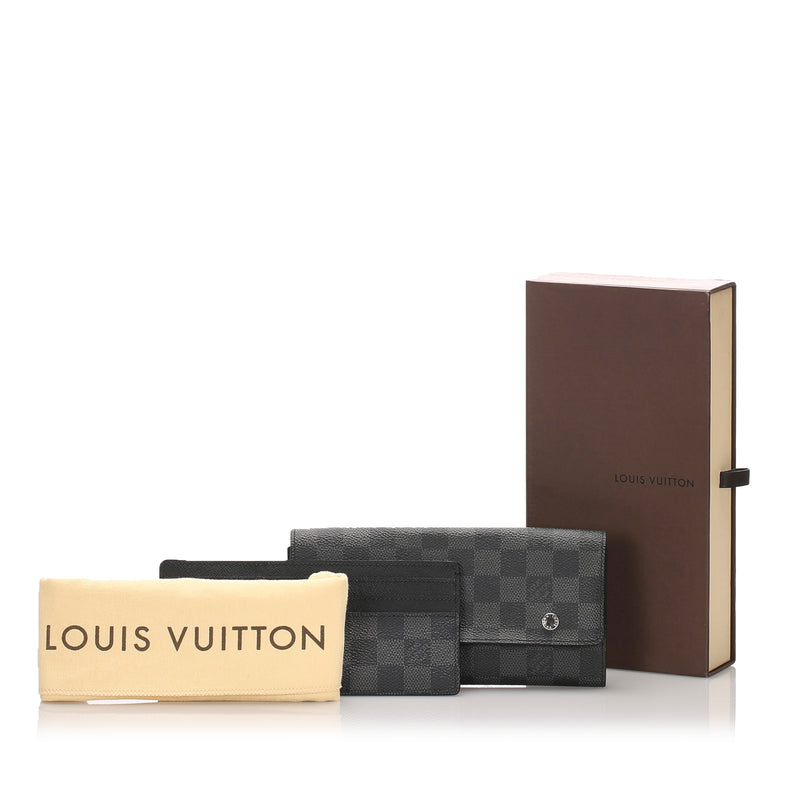 Auth Louis Vuitton Damier Graphite Portefeuille Brazza Long Wallet - e52375a