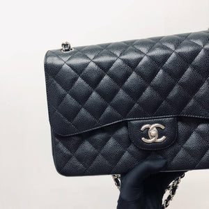 Classic Double Flap Jumbo Bag in Black Caviar with SHW