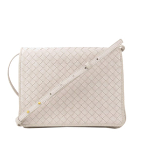 Intrecciato Leather Crossbody Bag White