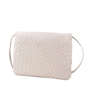 Intrecciato Leather Crossbody Bag White