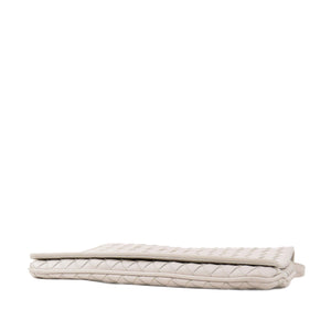 Intrecciato Leather Crossbody Bag White