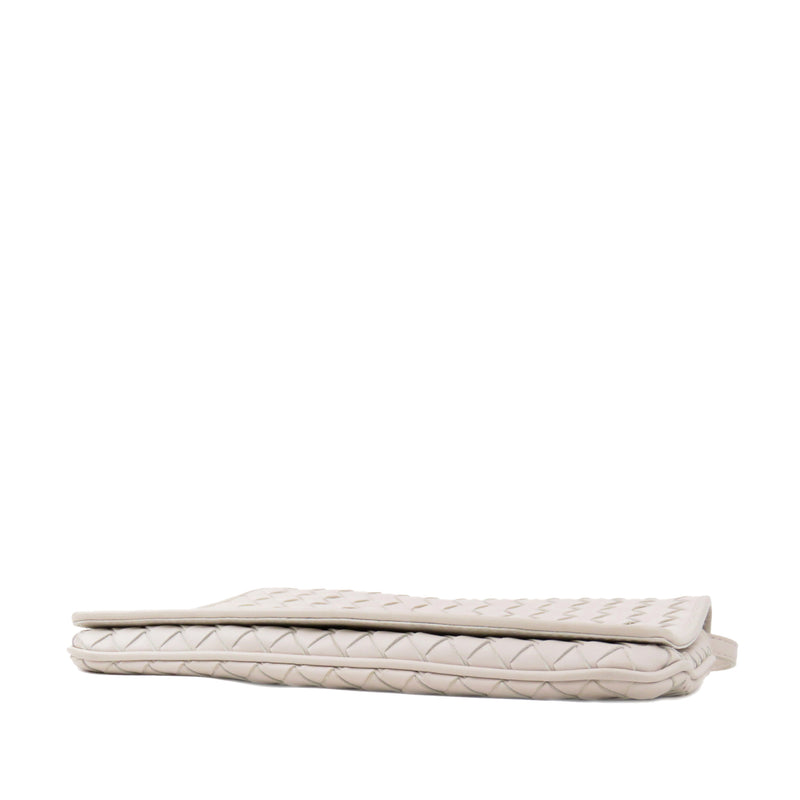 Intrecciato Leather Crossbody Bag White