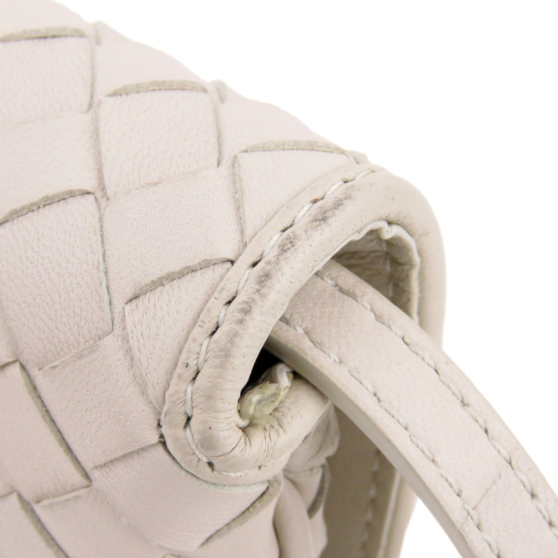 Intrecciato Leather Crossbody Bag White