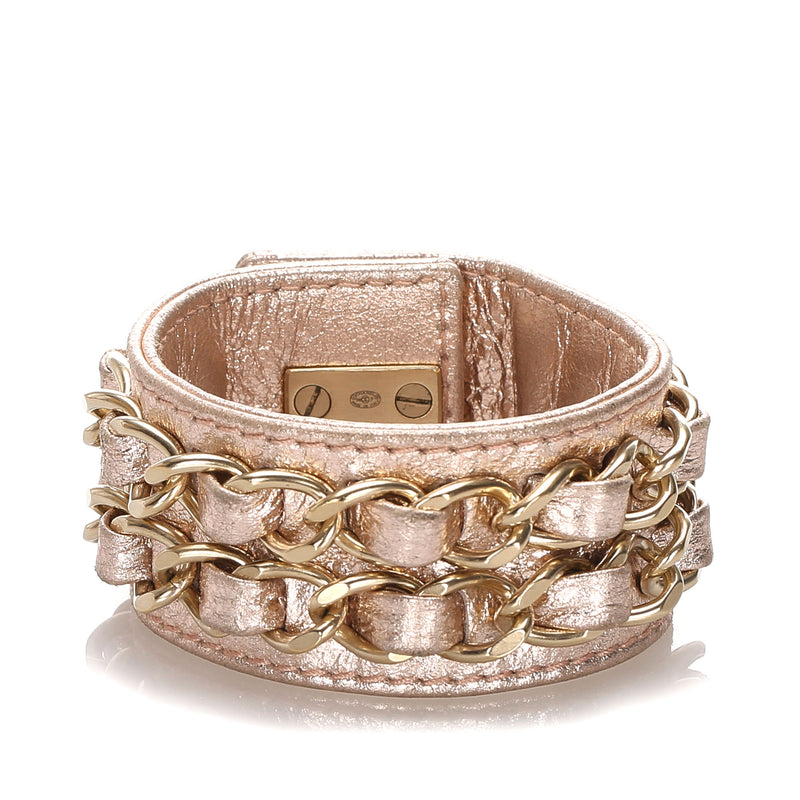 CC Pink Turnlock Lambskin Leather Cuff