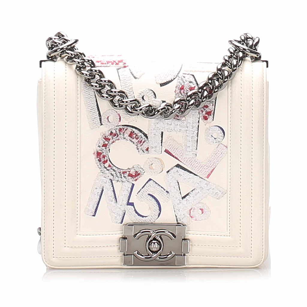 Chanel No 5 Graffiti Boy Flap Bag White