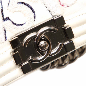 Chanel No 5 Graffiti Boy Flap Bag White