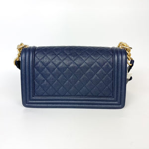 Navy Blue Old Medium Caviar Le Boy with GHW