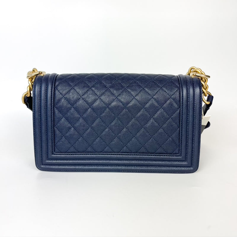Navy Blue Old Medium Caviar Le Boy with GHW