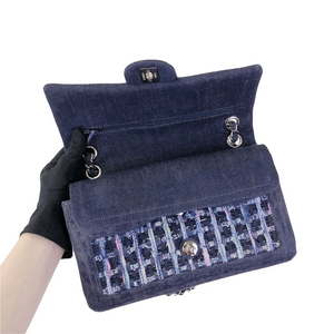 Tweed/Denim Medium Classic Flap Blue