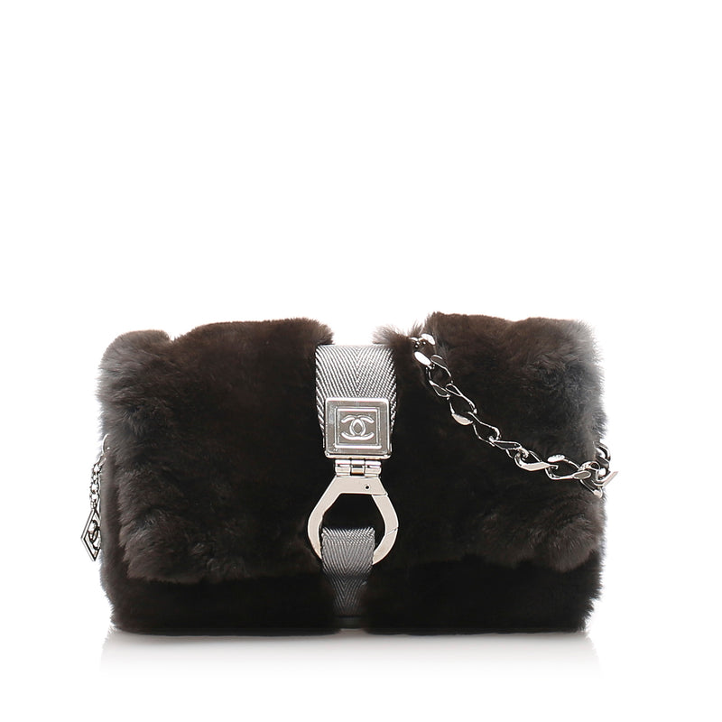Fur Chain Shoulder Bag Brown