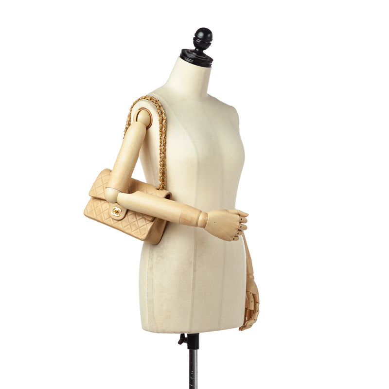 Classic Medium Lambskin Double Flap Bag Brown - Bag Religion
