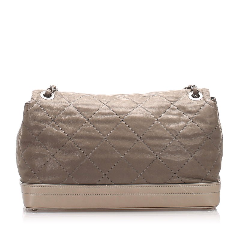 Matelasse Leather Shoulder Bag Gray