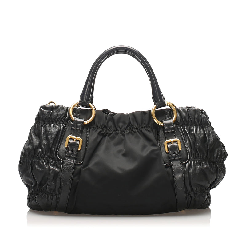 Tessuto Nappa Gaufre Satchel Black - Bag Religion