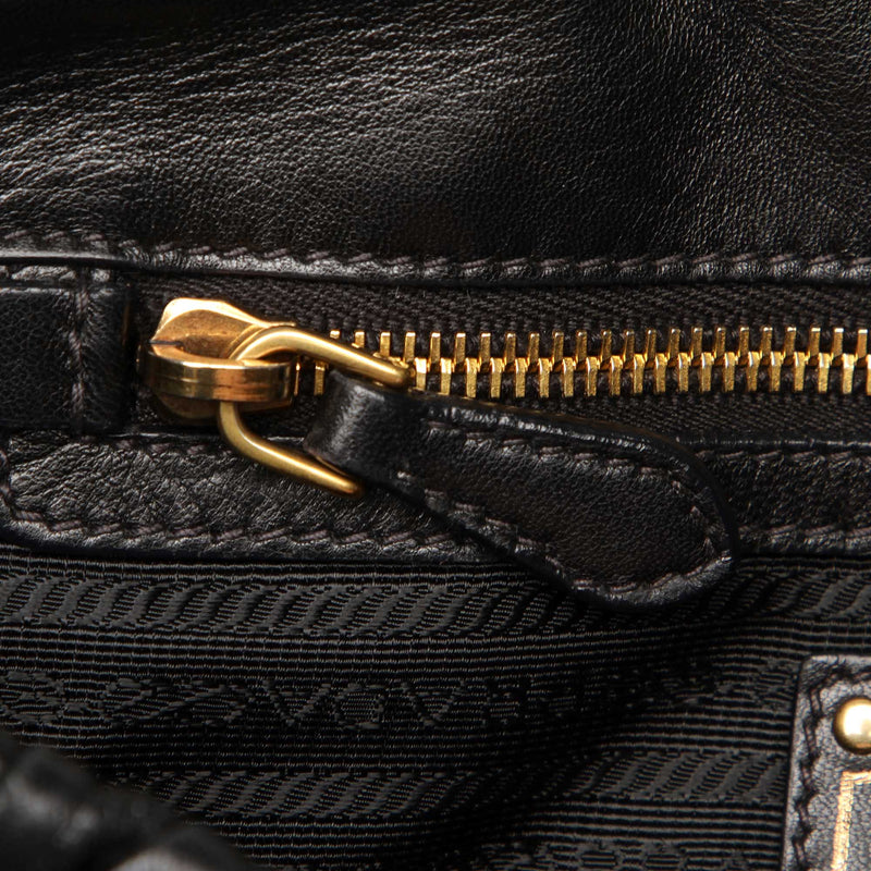 Tessuto Nappa Gaufre Satchel Black - Bag Religion