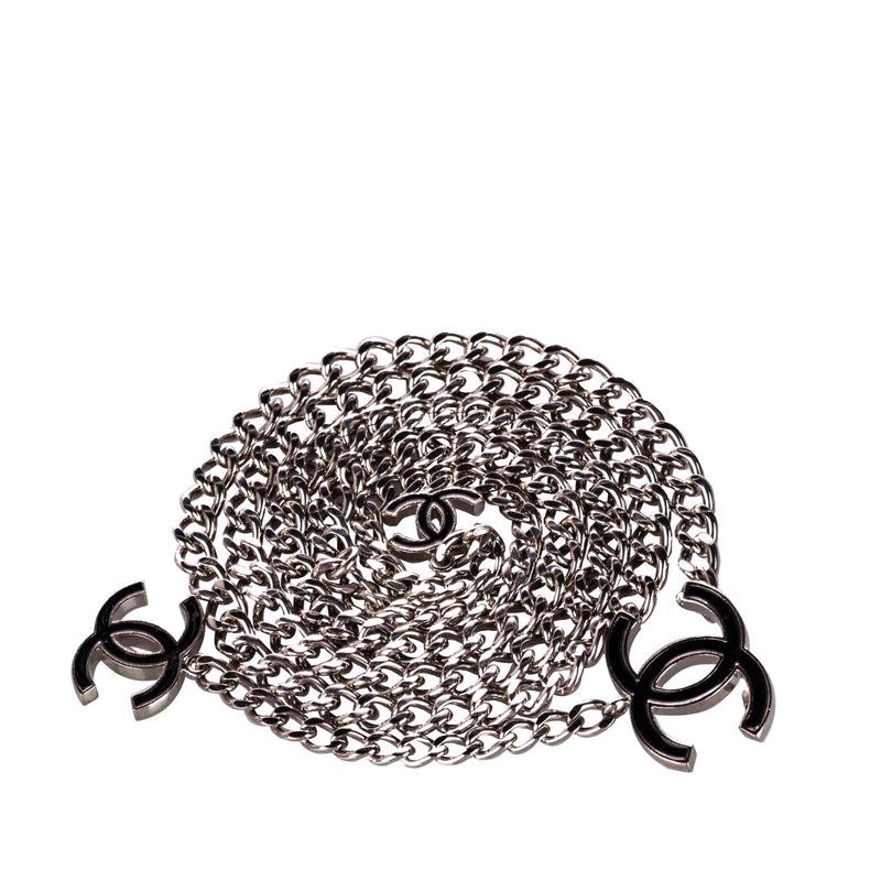 CC Silver and Black enamel Chain Belt