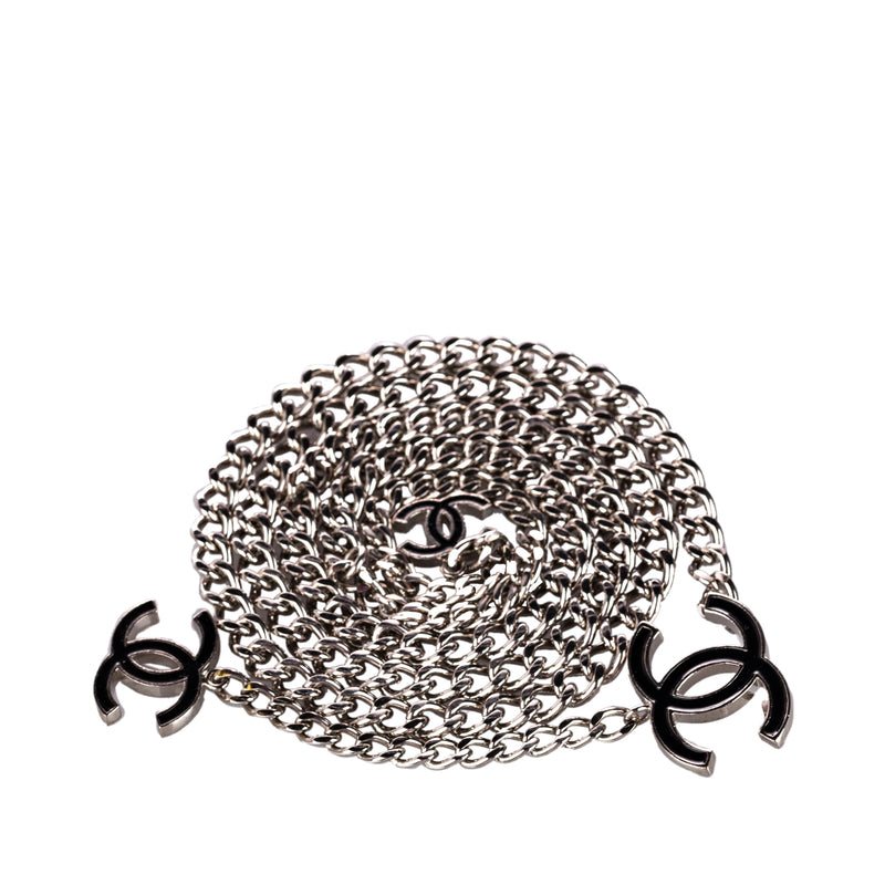 CC Silver and Black enamel Chain Belt