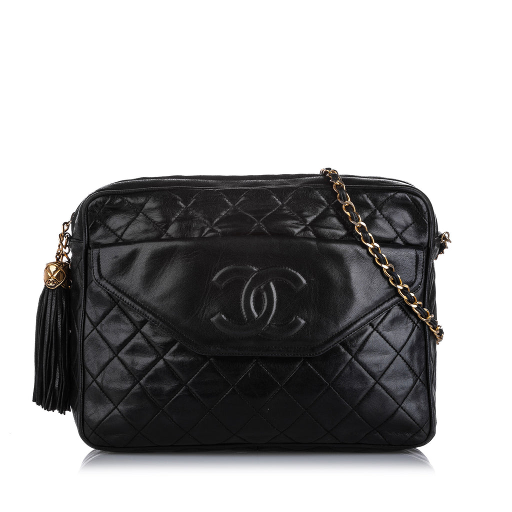 Chanel CC Classic Lambskin Leather Crossbody Bag Black