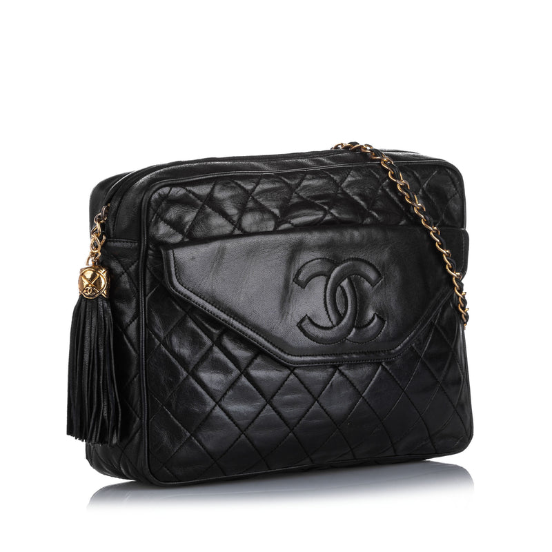 Chanel CC Classic Lambskin Leather Crossbody Bag Black