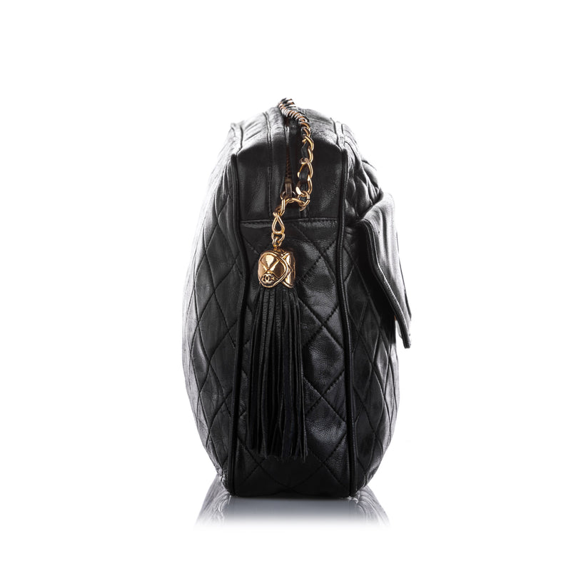 Chanel CC Classic Lambskin Leather Crossbody Bag Black