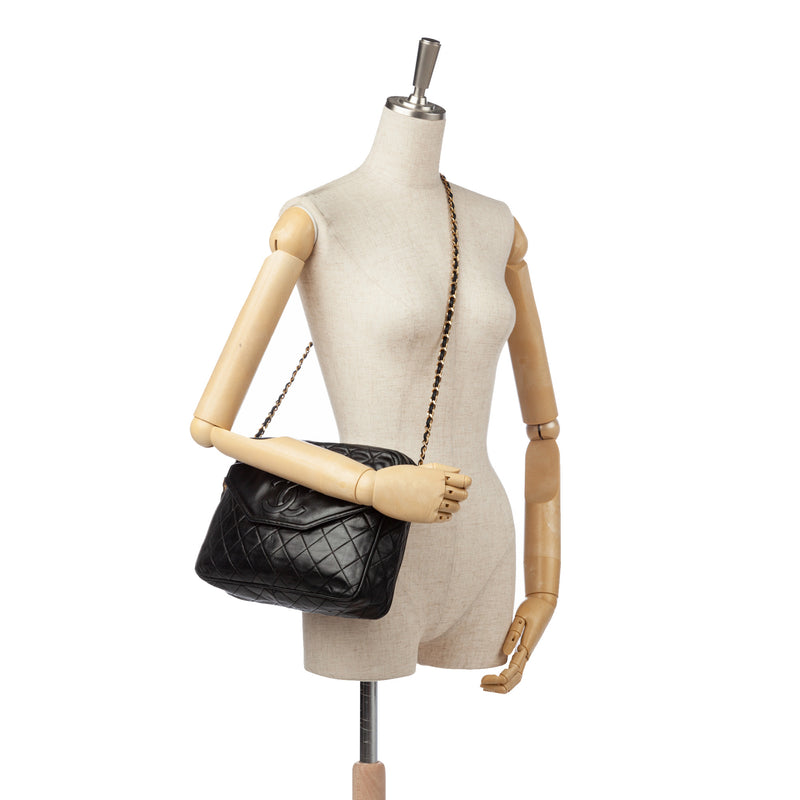 Chanel CC Classic Lambskin Leather Crossbody Bag Black