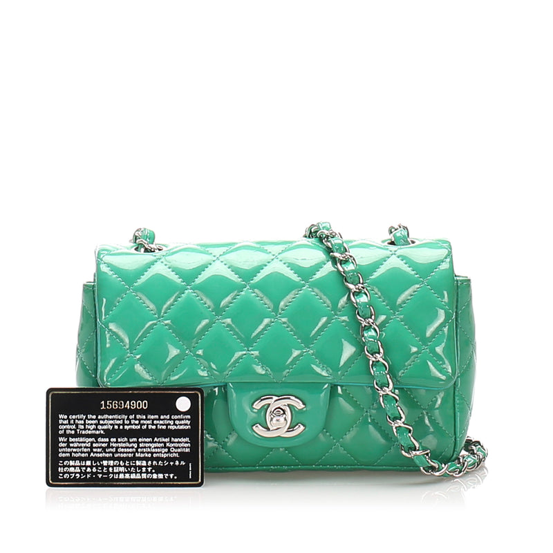 Classic Mini Rectangle Patent Leather Flap Bag