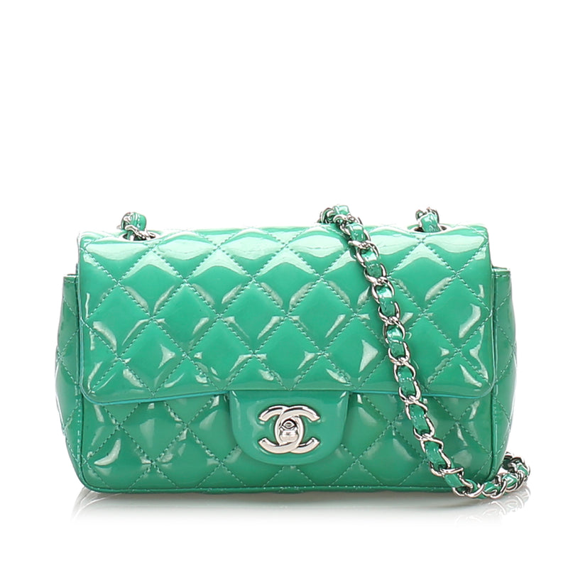 Classic Mini Rectangle Patent Leather Flap Bag