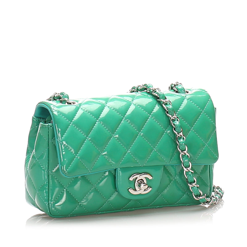 Classic Mini Rectangle Patent Leather Flap Bag