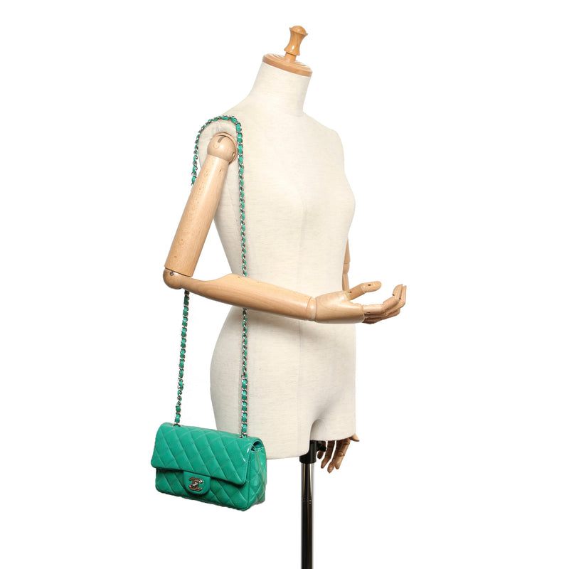 Classic Mini Rectangle Patent Leather Flap Bag