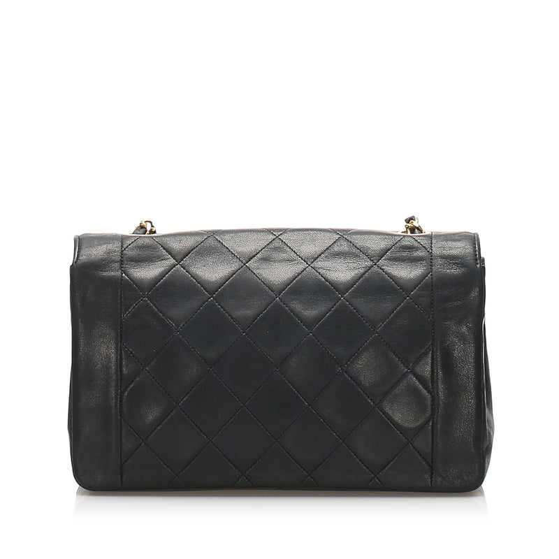 Black Medium Diana Flap Lambskin Shoulder Bag