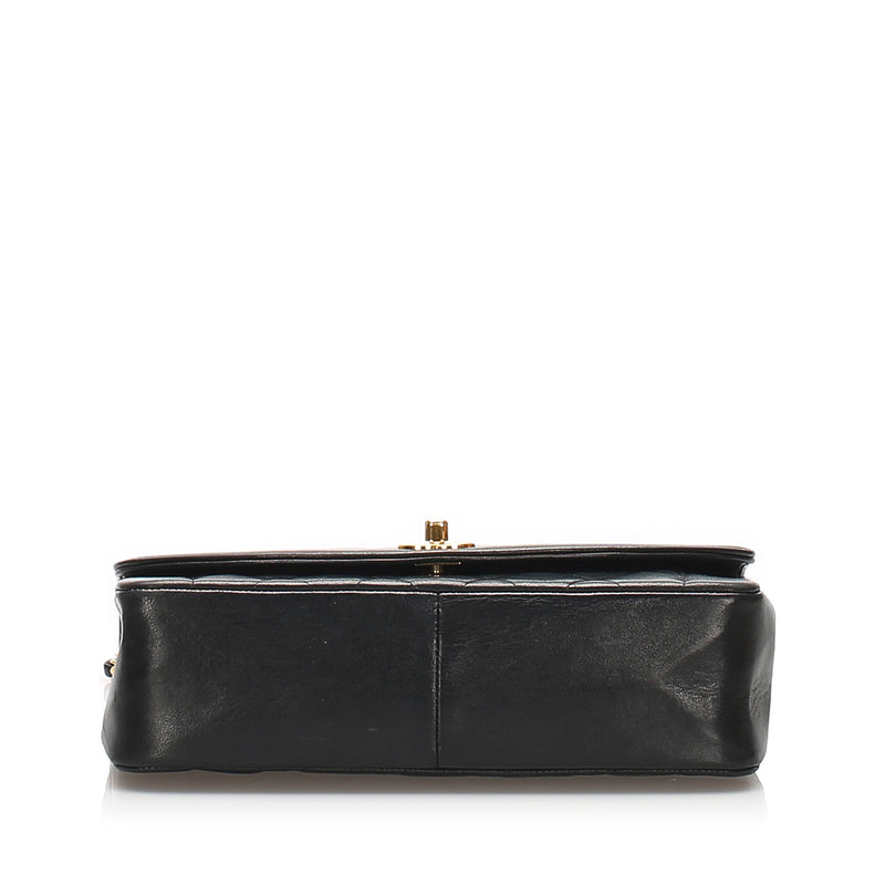 Black Diana Quilted Lambskin Flap Shoulder Bag