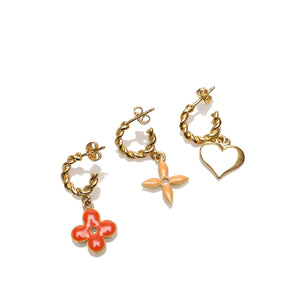 Three Piece Set Sweet Monogram Earrings Gold