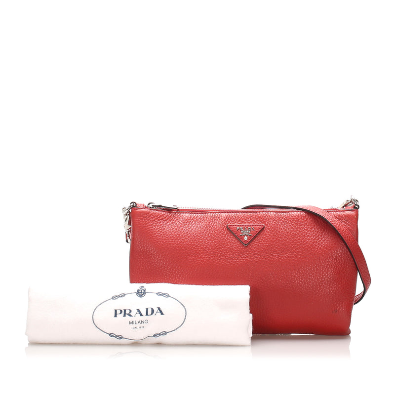 Vitello Daino Crossbody Bag Red SHW