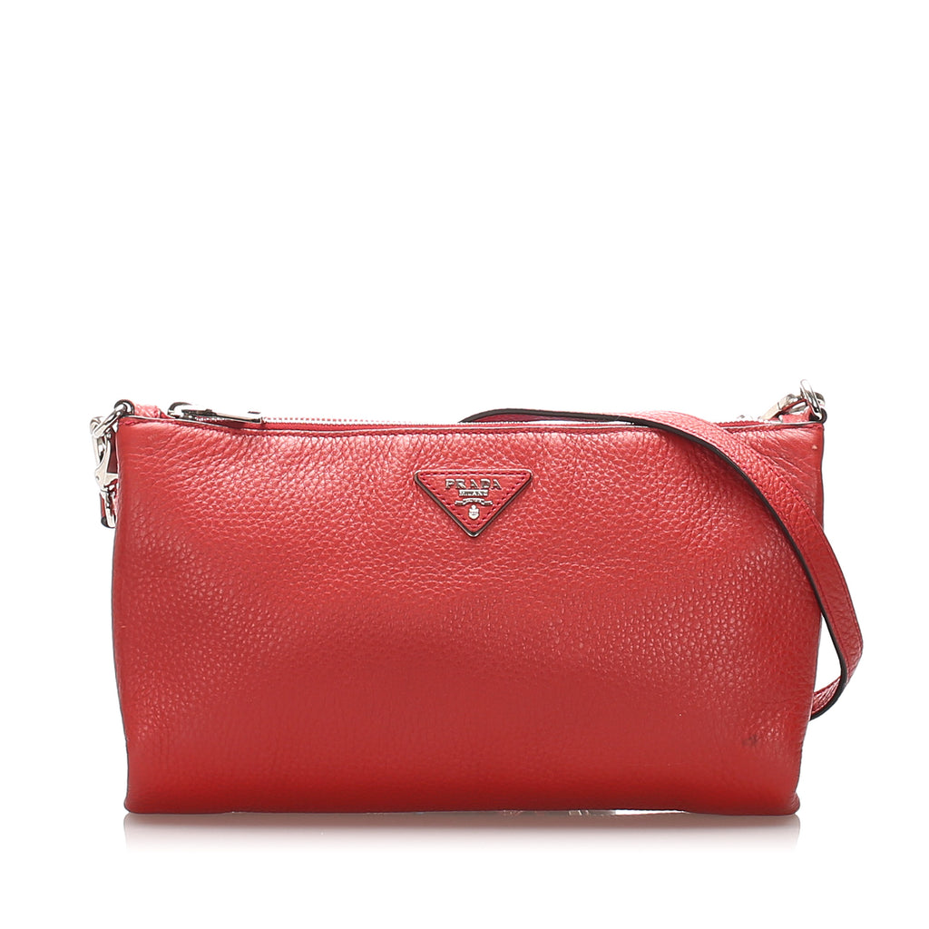 Vitello Daino Crossbody Bag Red SHW