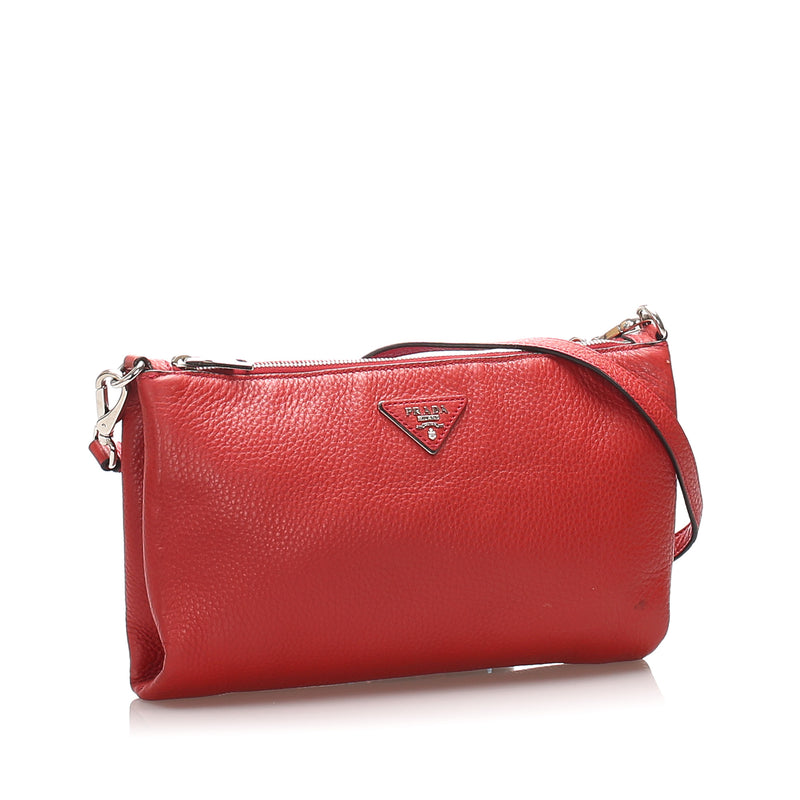 Vitello Daino Crossbody Bag Red SHW
