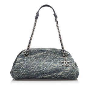 Chanel Camellia Mademoiselle Denim Shoulder Bag Blue