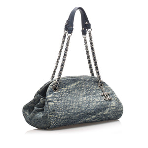 Chanel Camellia Mademoiselle Denim Shoulder Bag Blue