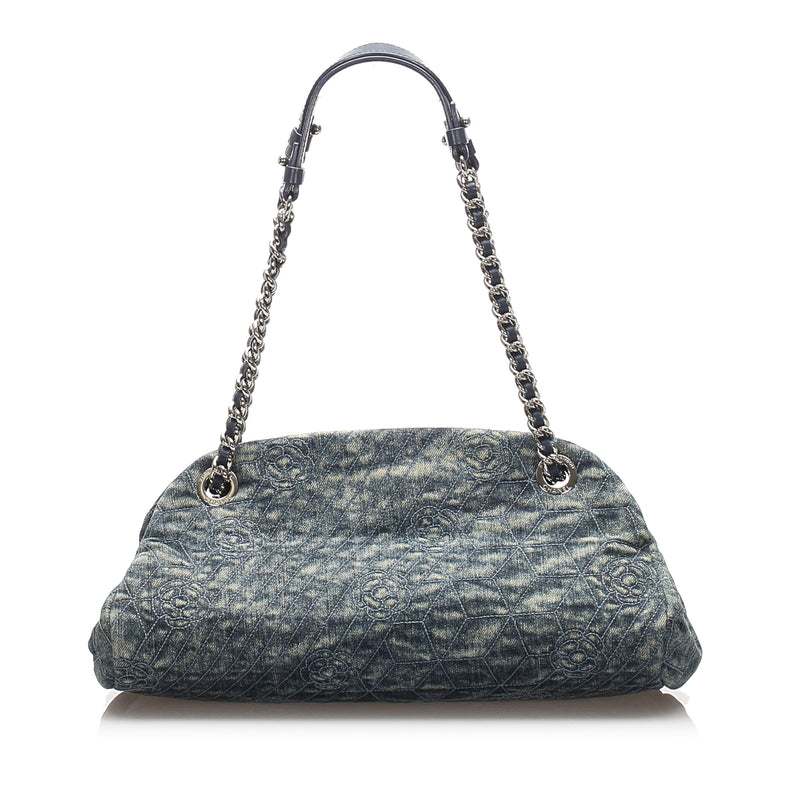 Chanel Camellia Mademoiselle Denim Shoulder Bag Blue