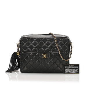 Black Classic Lambskin Leather Flap Camera Bag
