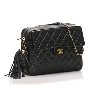 Black Classic Lambskin Leather Flap Camera Bag