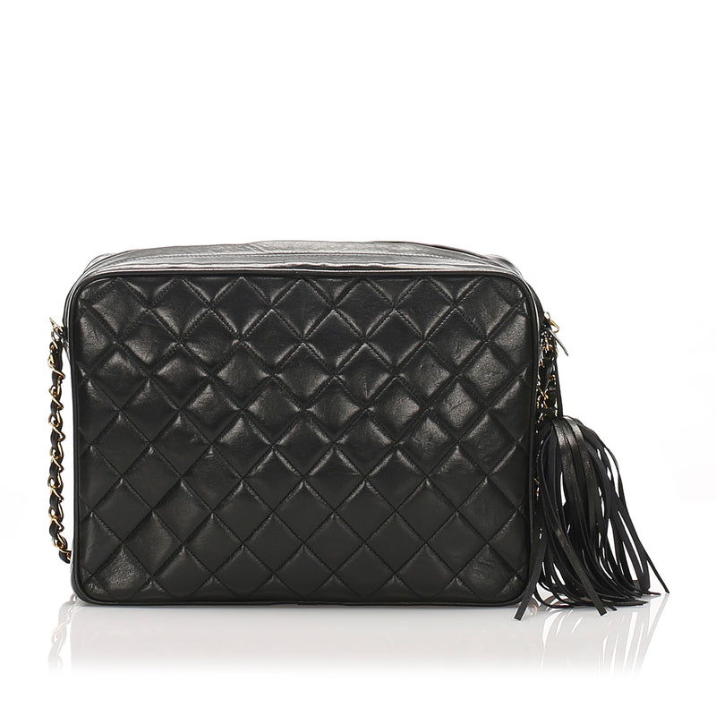 Black Classic Lambskin Leather Flap Camera Bag