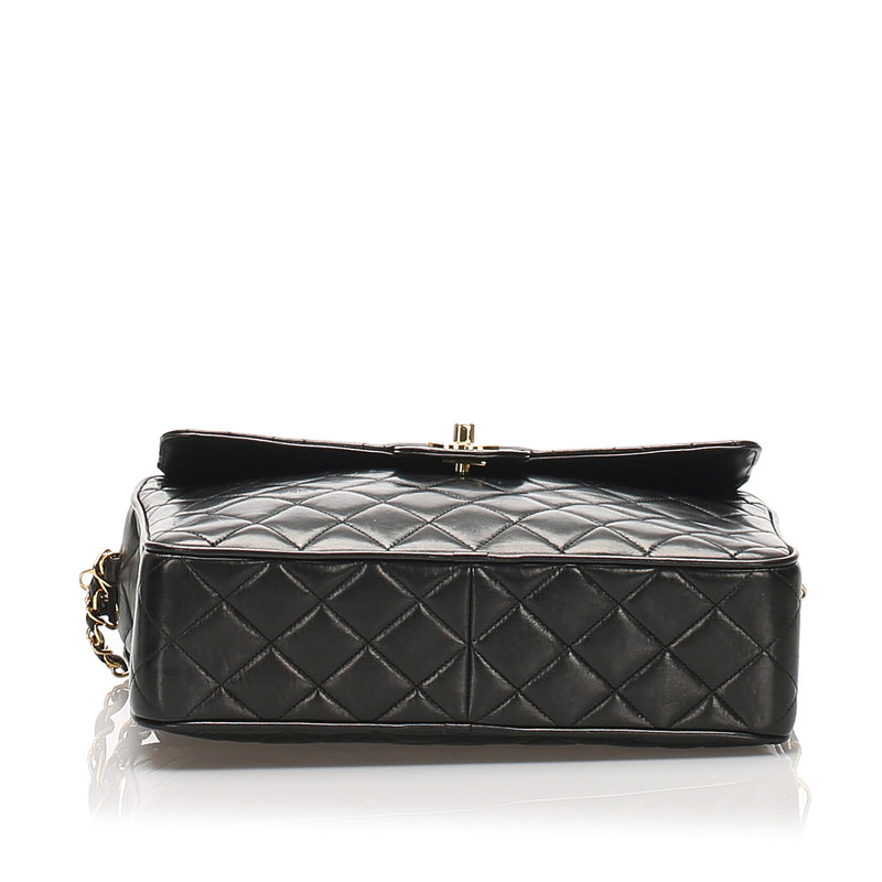 Black Classic Lambskin Leather Flap Camera Bag