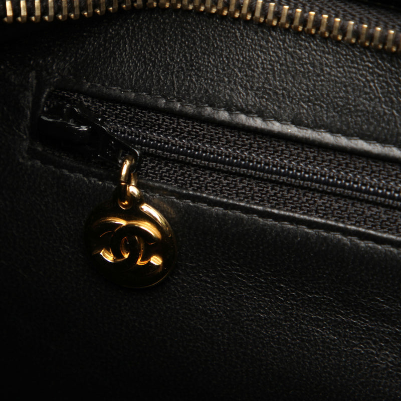 Black Medallion Patent Leather Tote Bag