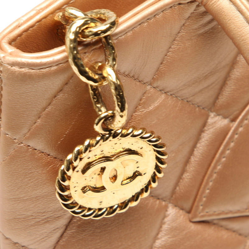 Chanel Metallic Medallion Lambskin Leather Tote Bag Gold