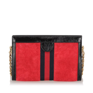 Small Ophidia Suede Crossbody Bag Red and Black GHW