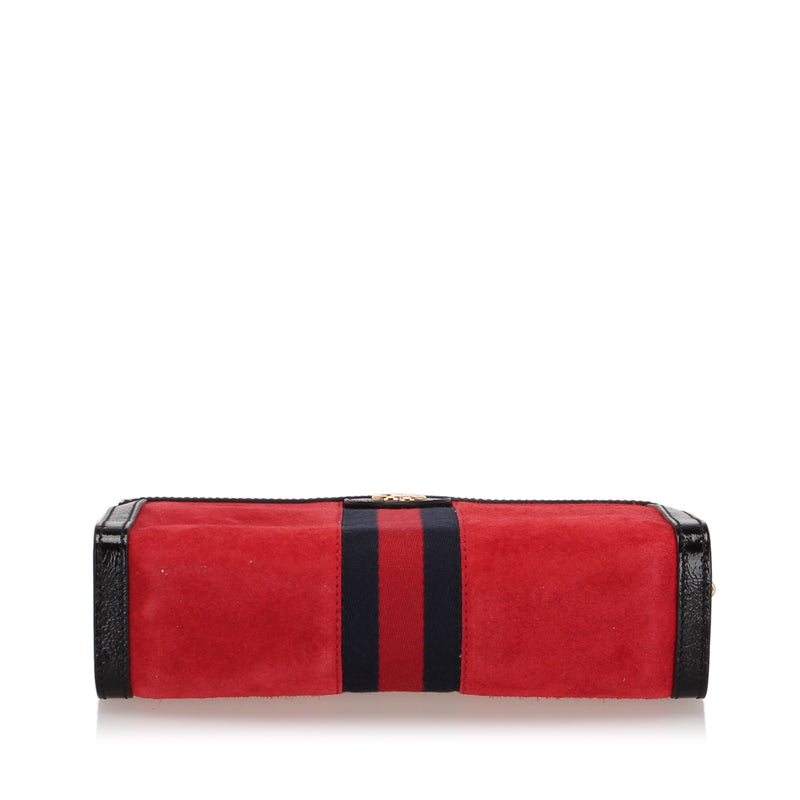 Small Ophidia Suede Crossbody Bag Red and Black GHW