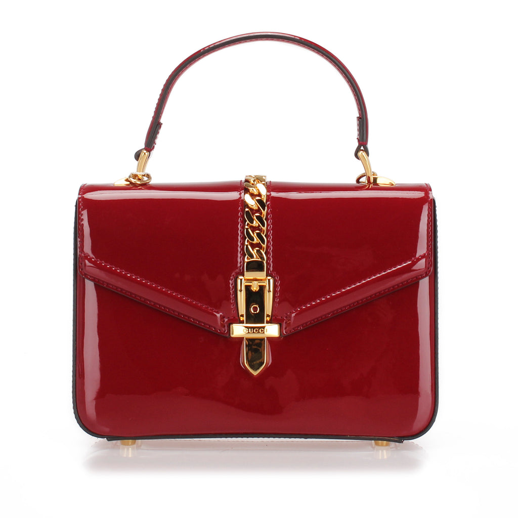 Sylvie 1969 Patent Leather Satchel Red